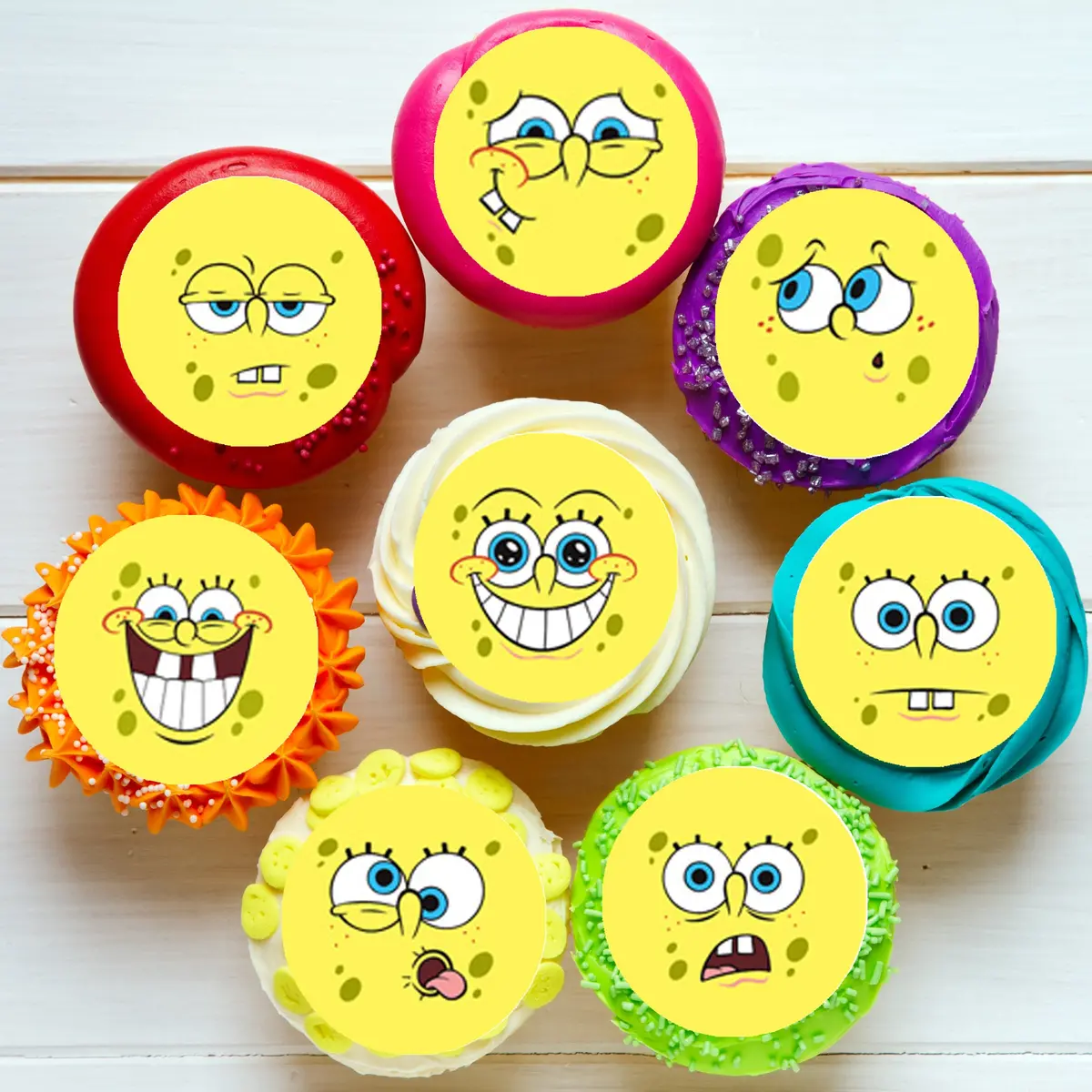 Spongebob Squarepants Pre-Cut Edible Cupcake Or Cookie Toppers 1