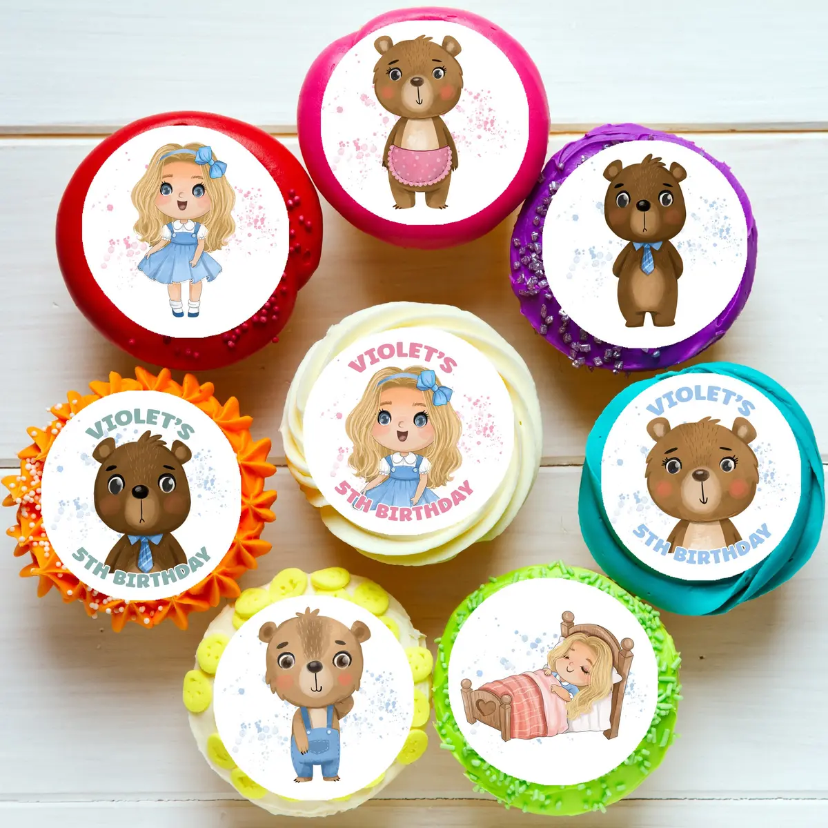 Goldilocks & The Three Bears Pre-Cut Edible Cupcake Or Cookie Toppers 1