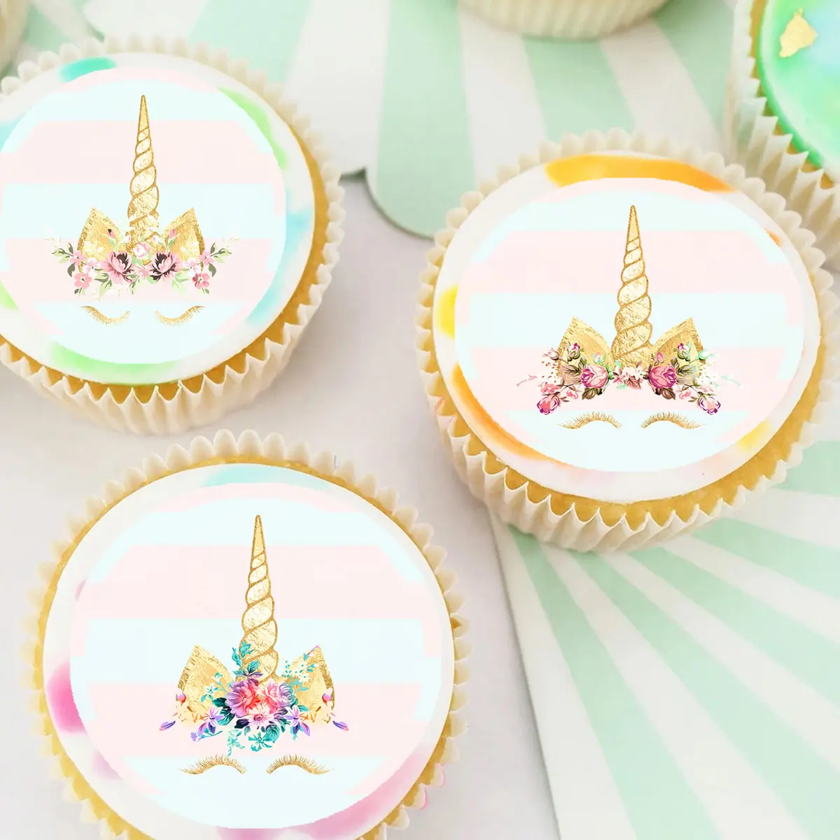 Unicorn Horns Pre-Cut Edible Cupcake Or Cookie Toppers 1