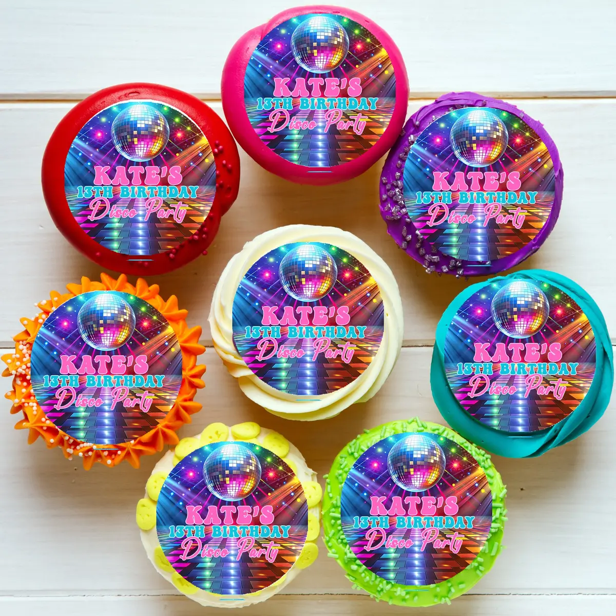 Disco Ball Party Pre-Cut Edible Cupcake Or Cookie Toppers 1