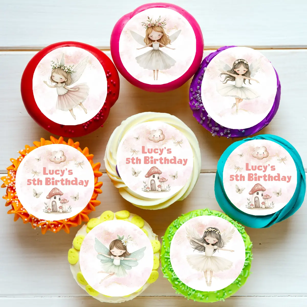 Fairies Pre-Cut Edible Cupcake Or Cookie Toppers 1
