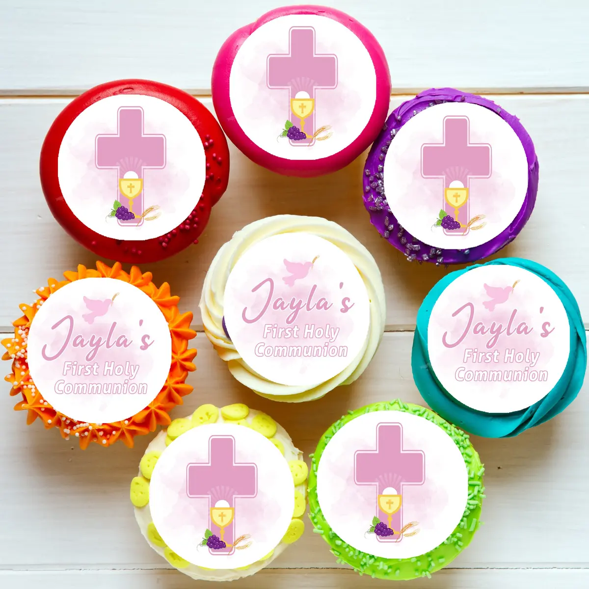 First Holy Communion Pre-Cut Edible Cupcake Or Cookie Toppers 1