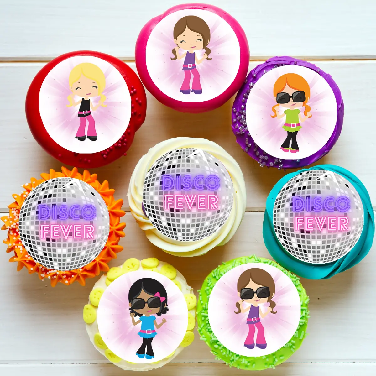 Disco Fever Dance Pre-Cut Edible Cupcake Or Cookie Toppers 1