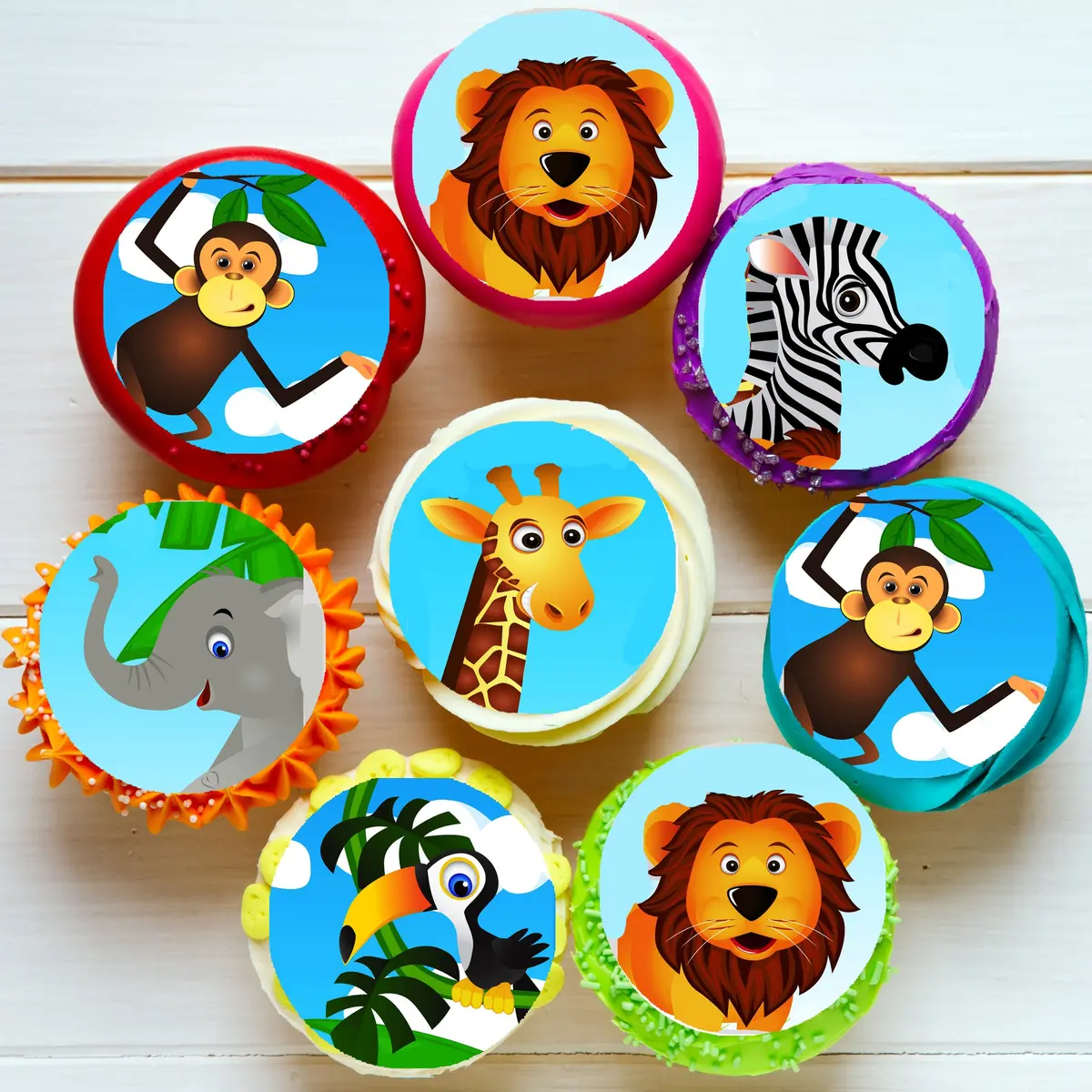 Jungle Animal Safari Edible Cupcake Toppers 1