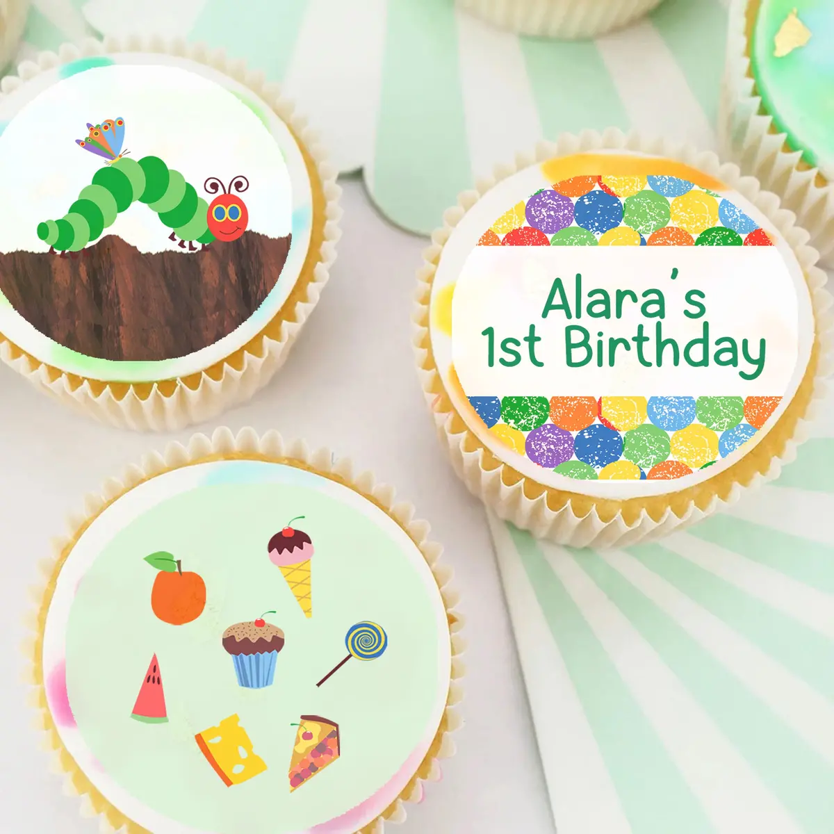 Hungry Caterpillar Pre-Cut Edible Cupcake Or Cookie Toppers 1