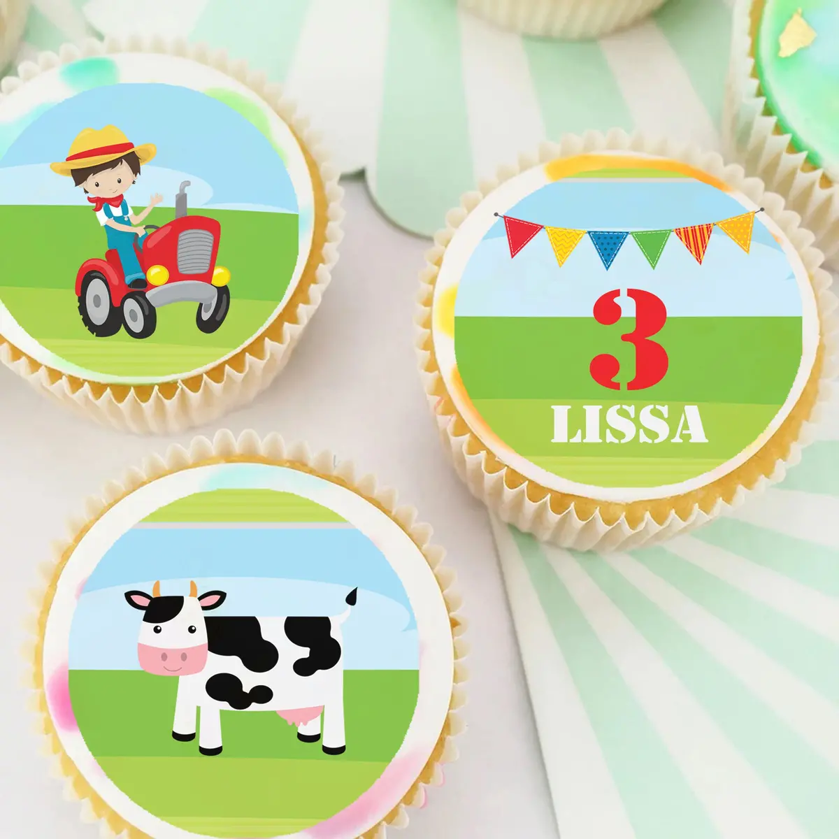Farmyard Animals Pre-Cut Edible Cupcake Or Cookie Toppers 1