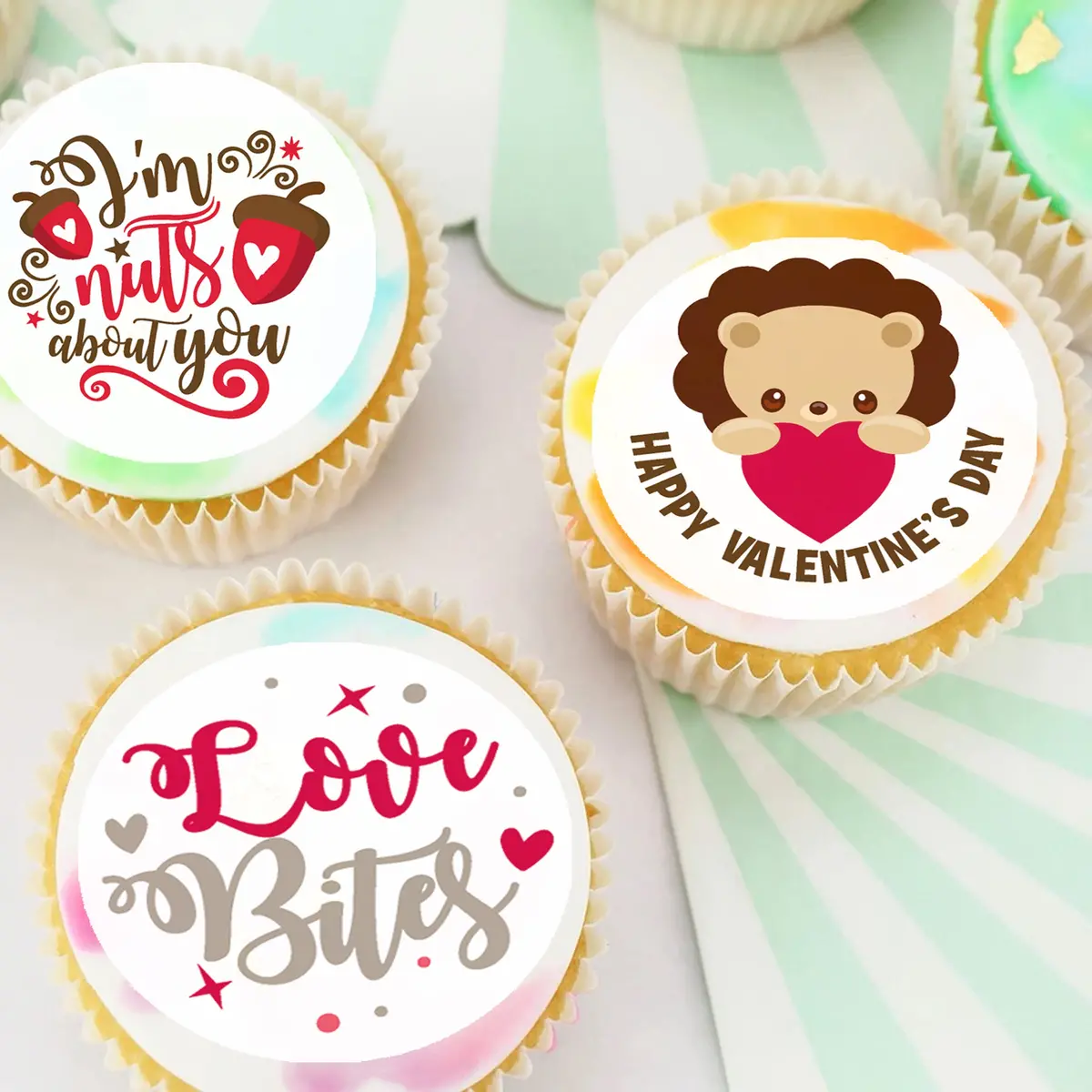 Valentines Day Love Pre-Cut Edible Icing Cupcake Or Cookie Toppers 1
