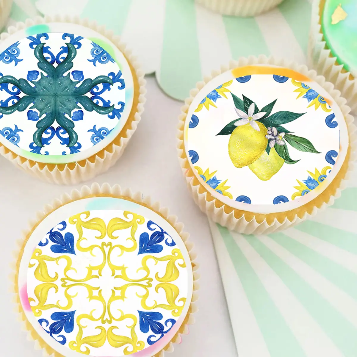 Amalfi Tiles Pre-Cut Edible Cupcake Or Cookie Toppers 1