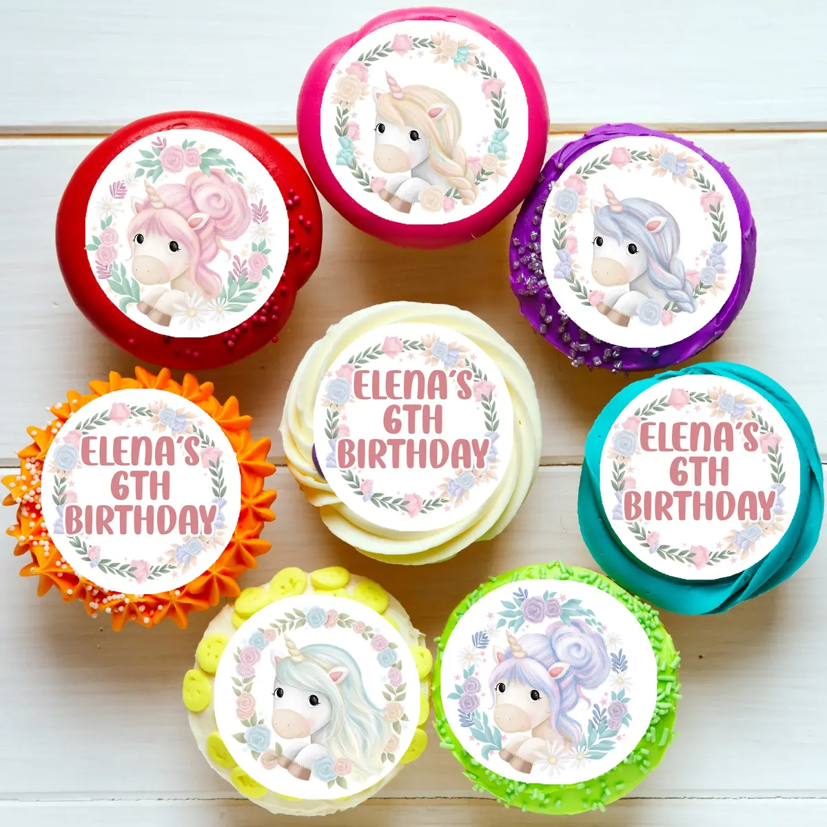 Unicorn Pre-Cut Edible Cupcake Or Cookie Toppers 1