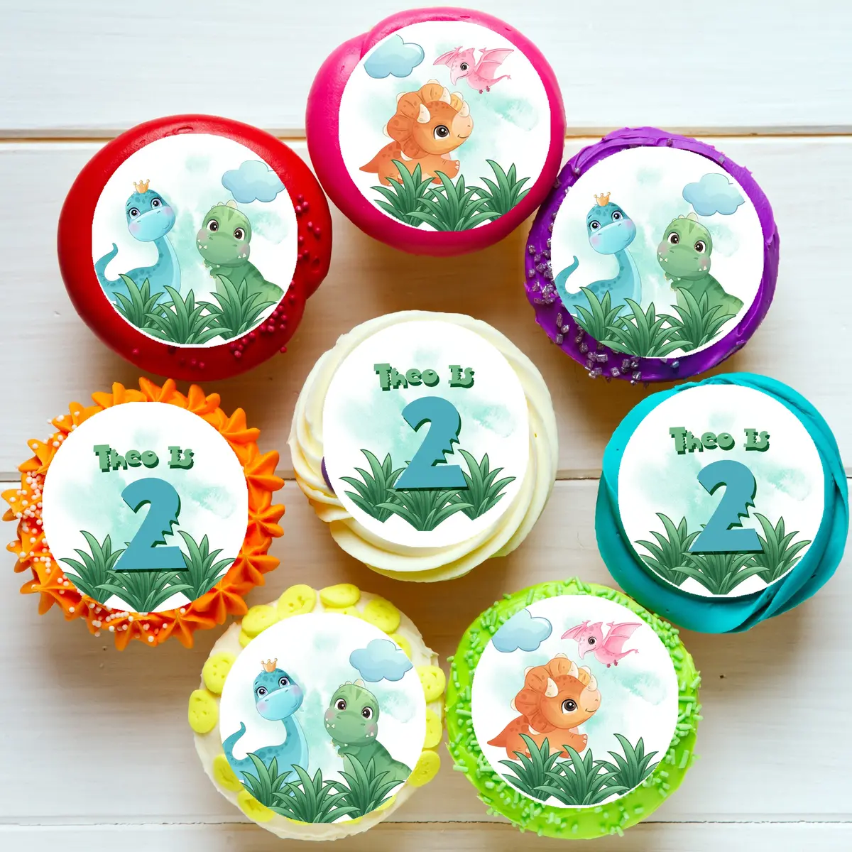 Dinosaur Pre-Cut Edible Cupcake Or Cookie Toppers 1
