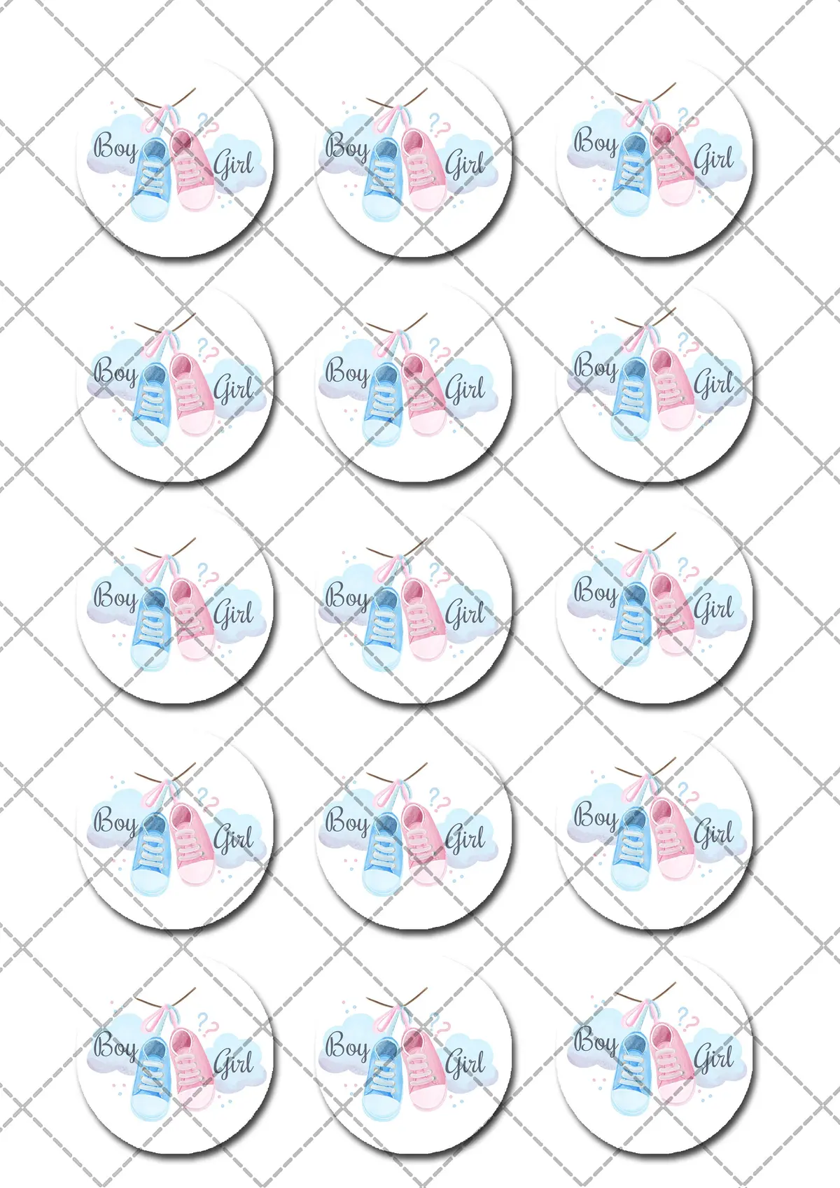 Baby Shower Gender Reveal Pre-Cut Edible Icing Cupcake Or Cookie Toppers 2