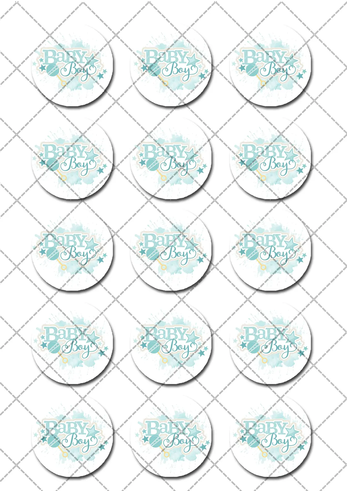 Baby Boy Pre-Cut Edible Icing Cupcake Or Cookie Toppers 2