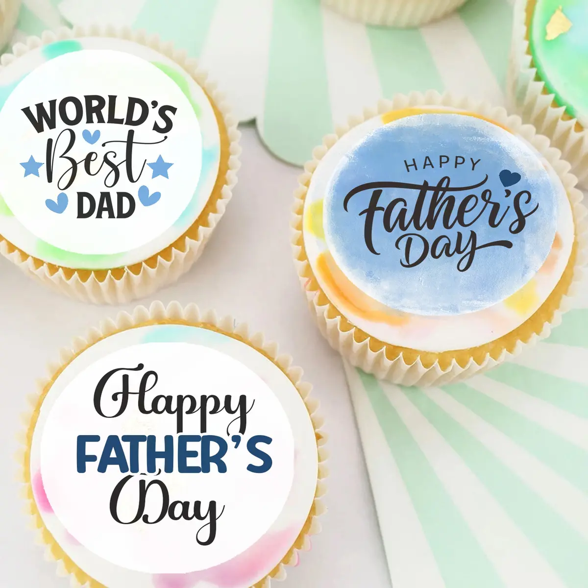 Fathers Day Dad Pre-Cut Edible Cupcake Or Cookie Toppers 1