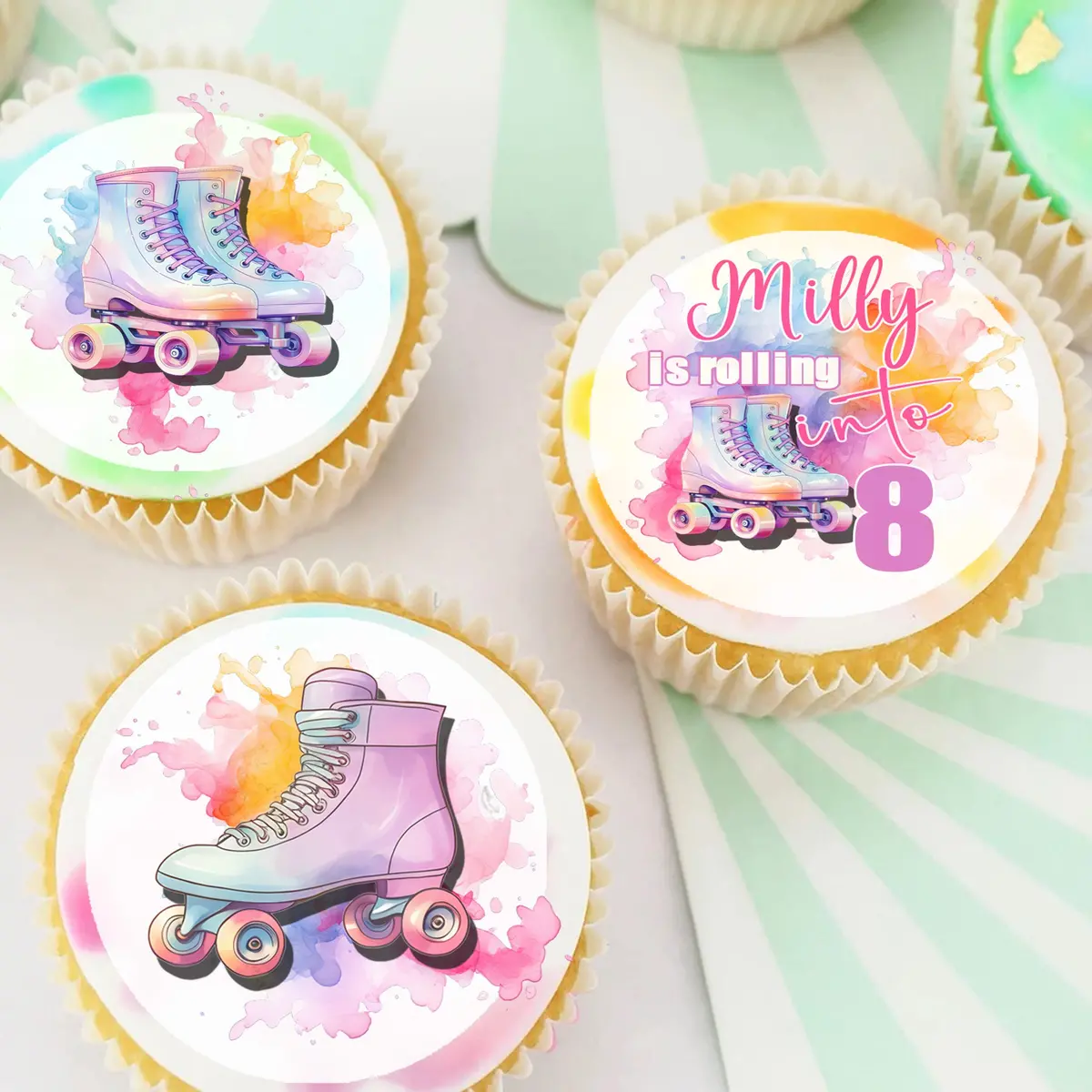 Rollerskating Rollerskates Pre-Cut Edible Cupcake Or Cookie Toppers 1