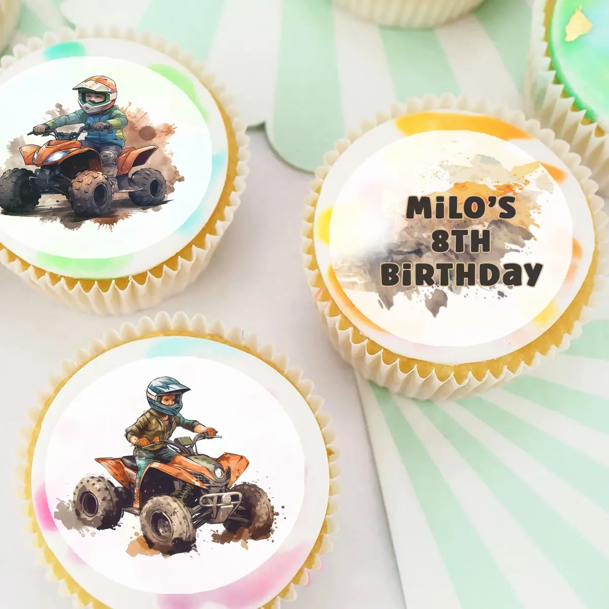 Quad Bike Pre-Cut Edible Cupcake Or Cookie Toppers 1