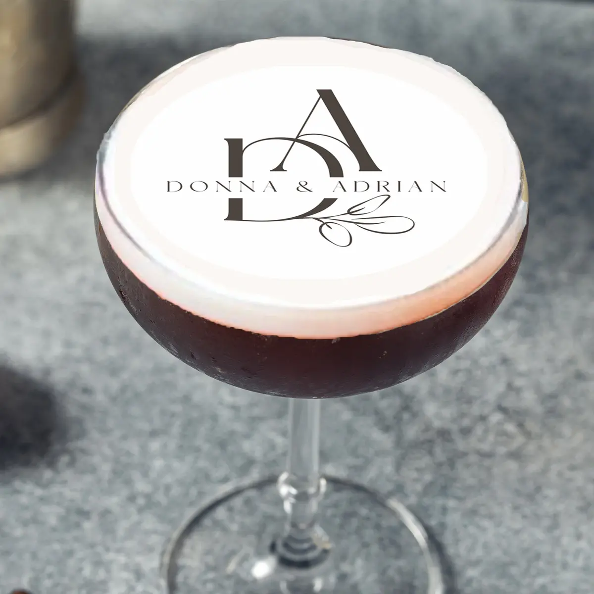 Wedding Engagement Monogram Edible Cocktail Drink Toppers 1