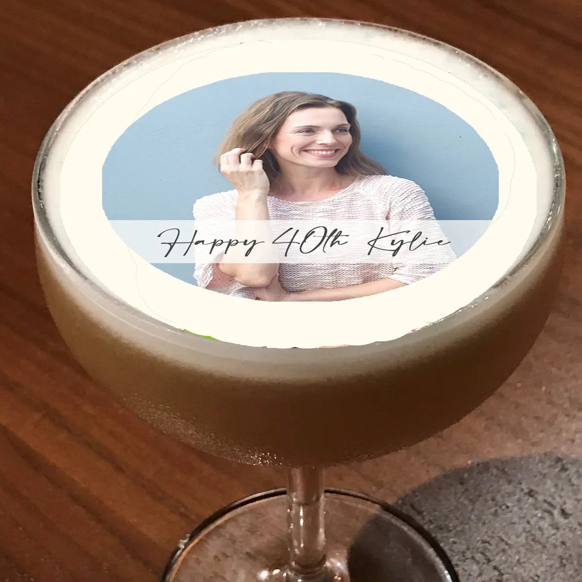 Photo Personalised Birthday Edible Cocktail Drink Toppers 1