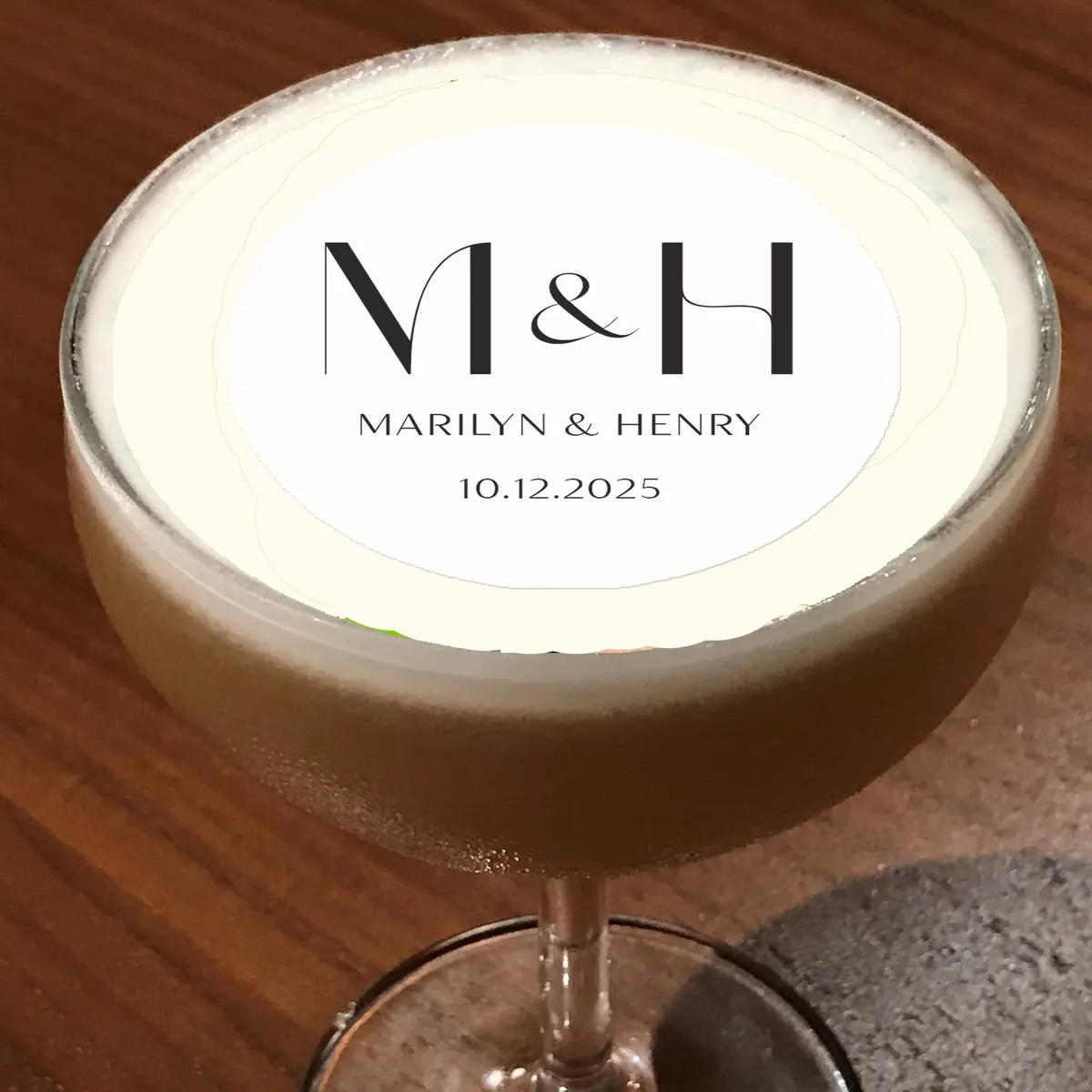 Engagement Wedding Initials Monogram Edible Cocktail Drink Toppers 1