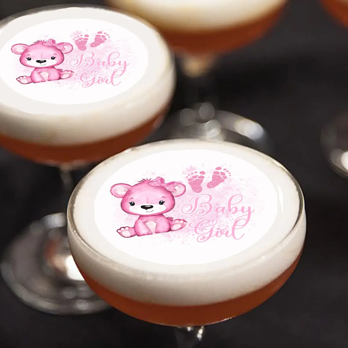 Baby Girl Shower Edible Cocktail Drink Toppers 1