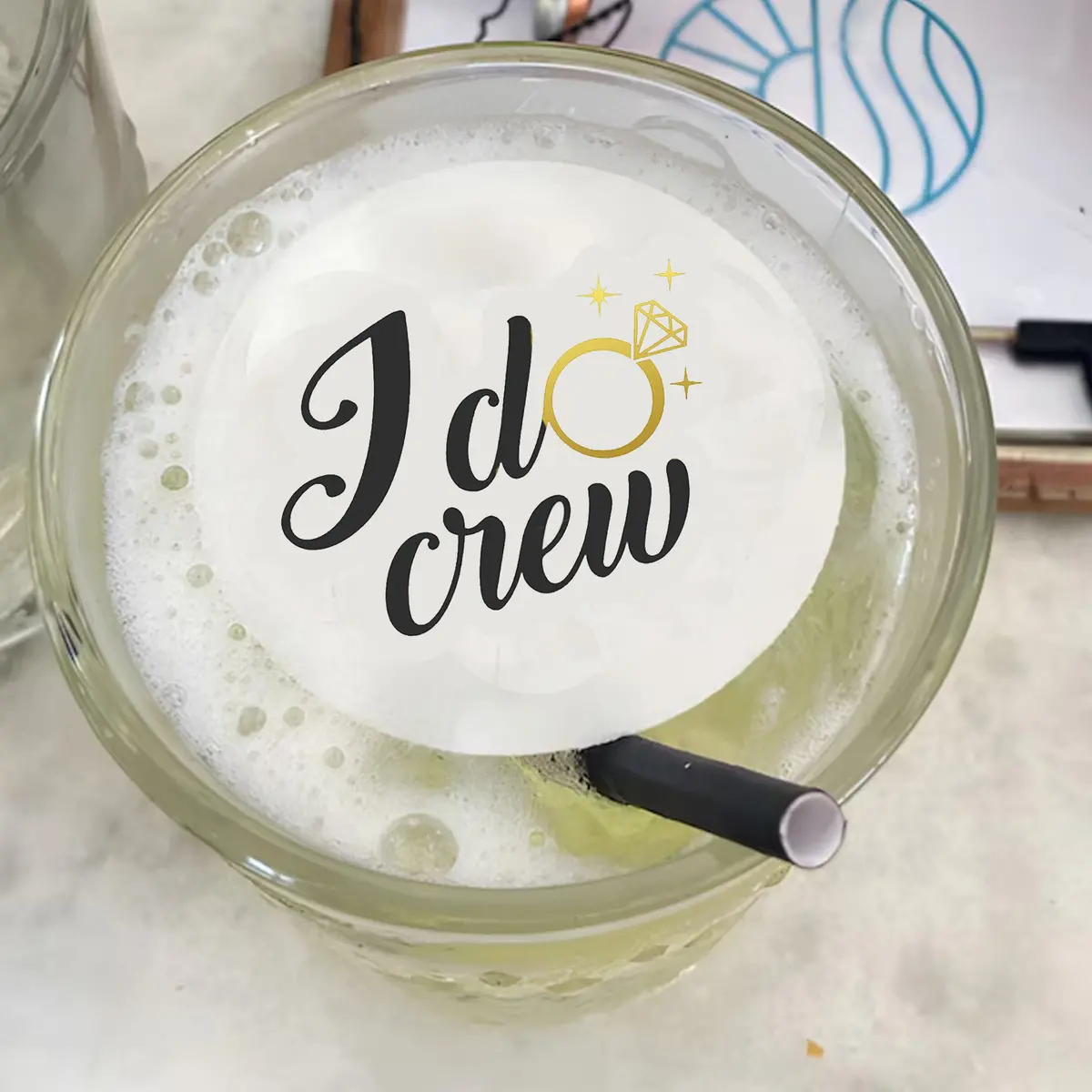 I Do Crew Wedding Engagement Hens Edible Cocktail Drink Toppers 1