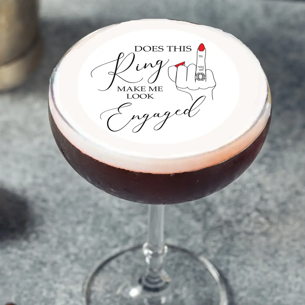 Engagement Wedding Bridal Edible Cocktail Drink Toppers 1