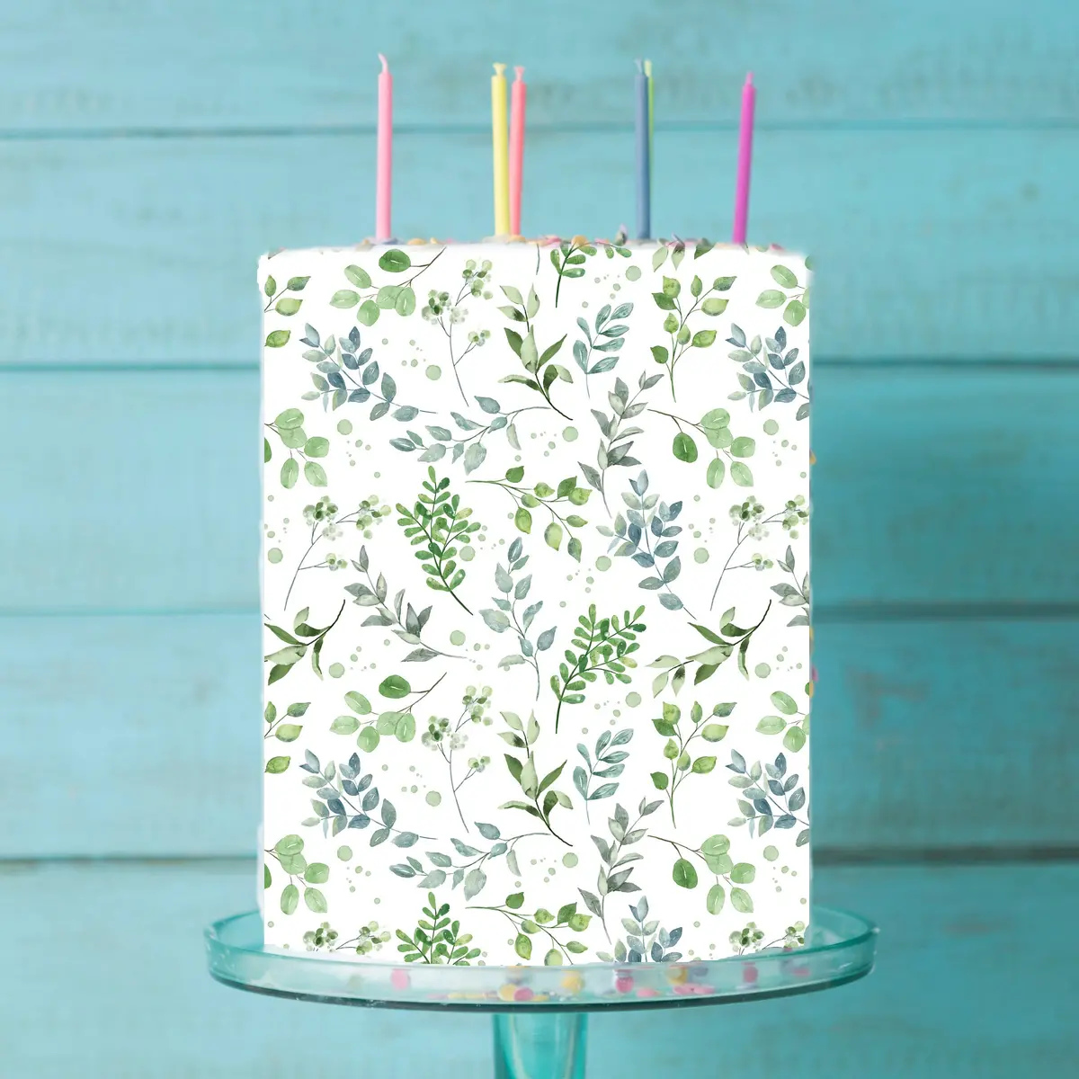 Leaves Ferns Edible Icing Cake Wrap 1