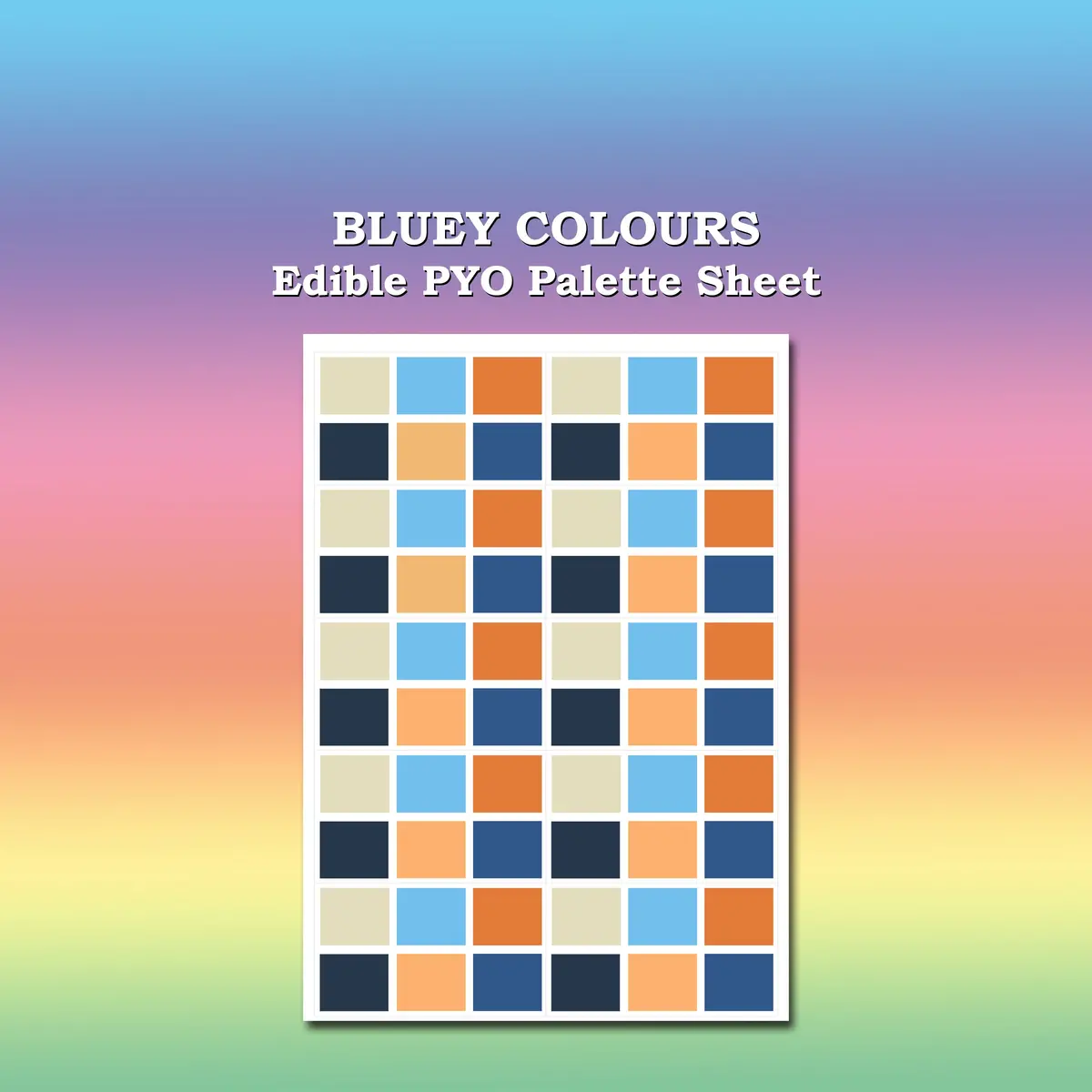 Paint Your Own Pyo Edible Bluey Themed Palettes For Cookies - Sheet Of 10 Uncut 1