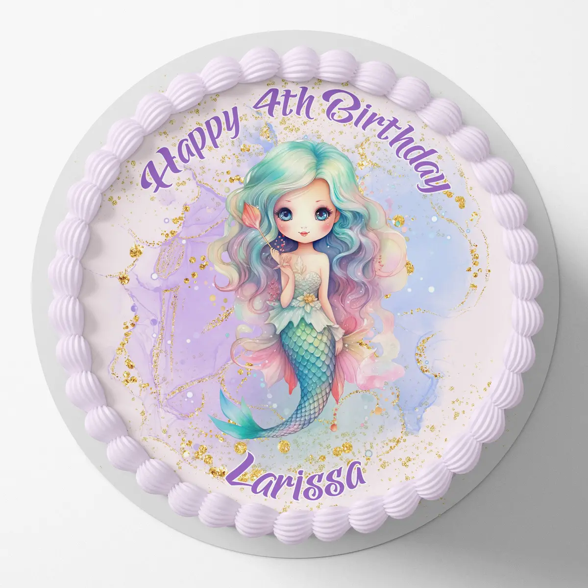Mermaid Under The Sea Pre-Cut Round Edible Cake Topper 1