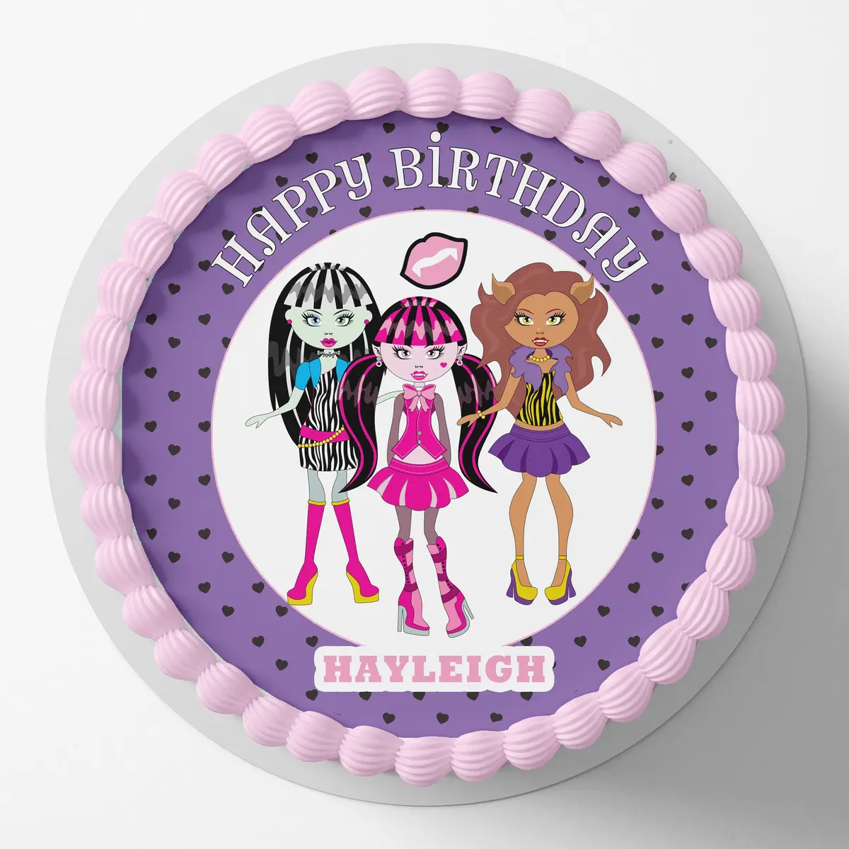 Monster High Inspired Pre-Cut Round Edible Icing Cake Topper 1