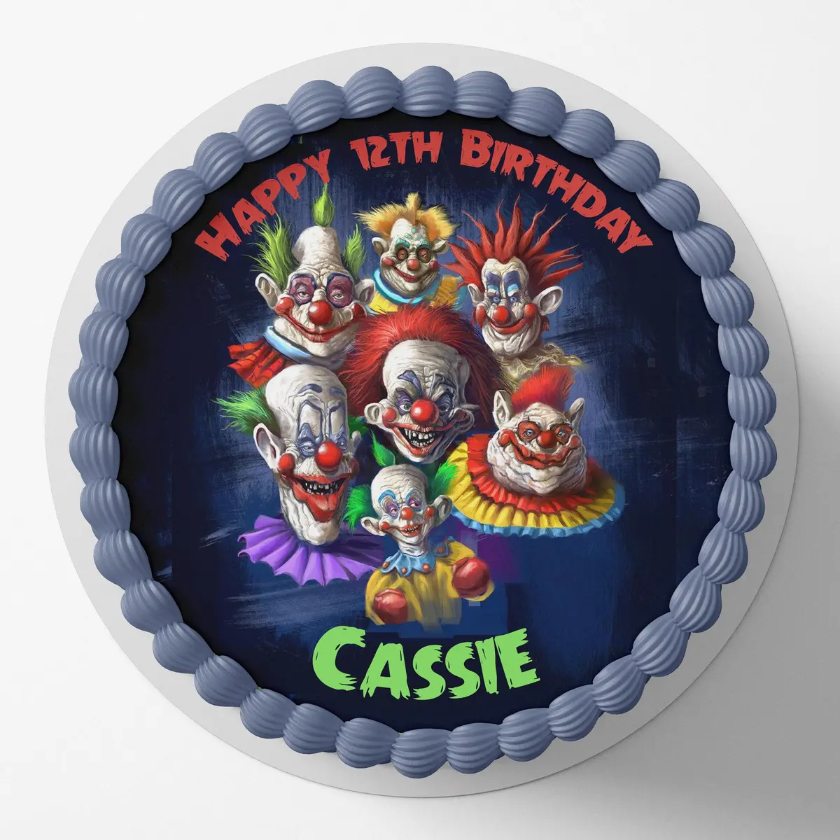 Killer Clowns Pre-Cut Round Edible Cake Topper 1
