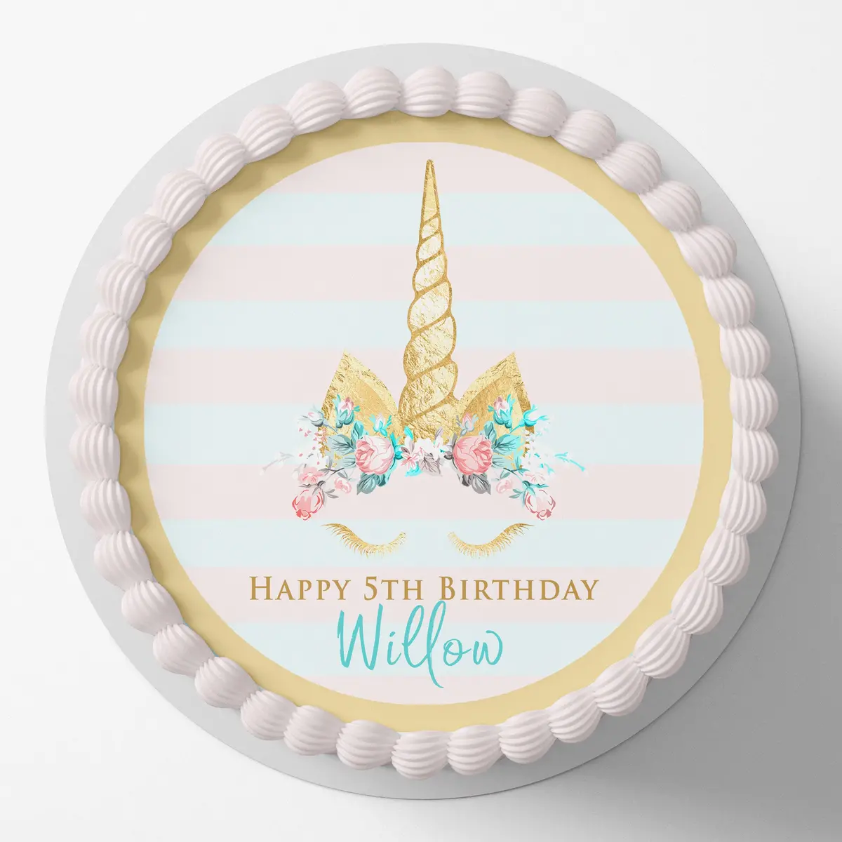 Unicorn Horns Round Edible Cake Topper 1