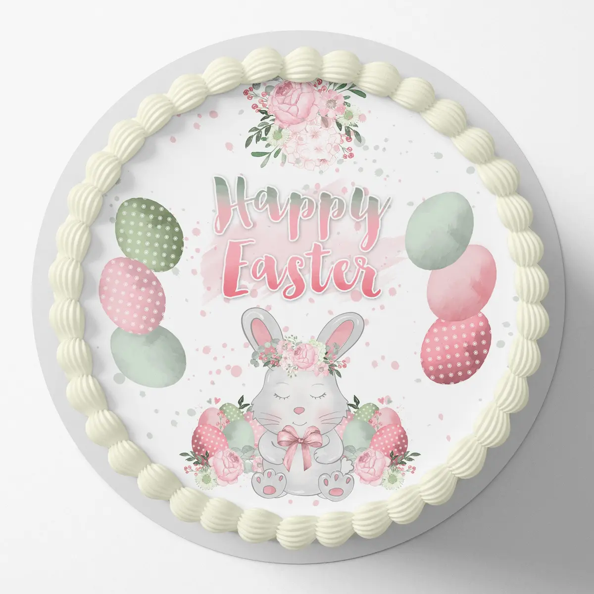 Happy Easter Round Edible Cake Topper 1