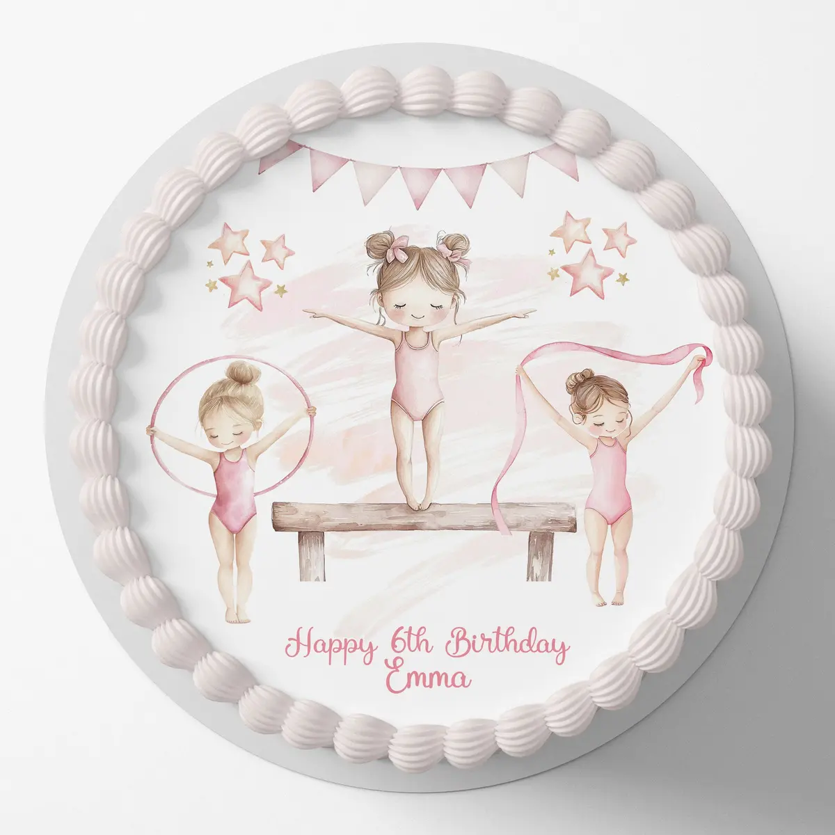 Gymastics Pre-Cut Round Edible Cake Topper 1