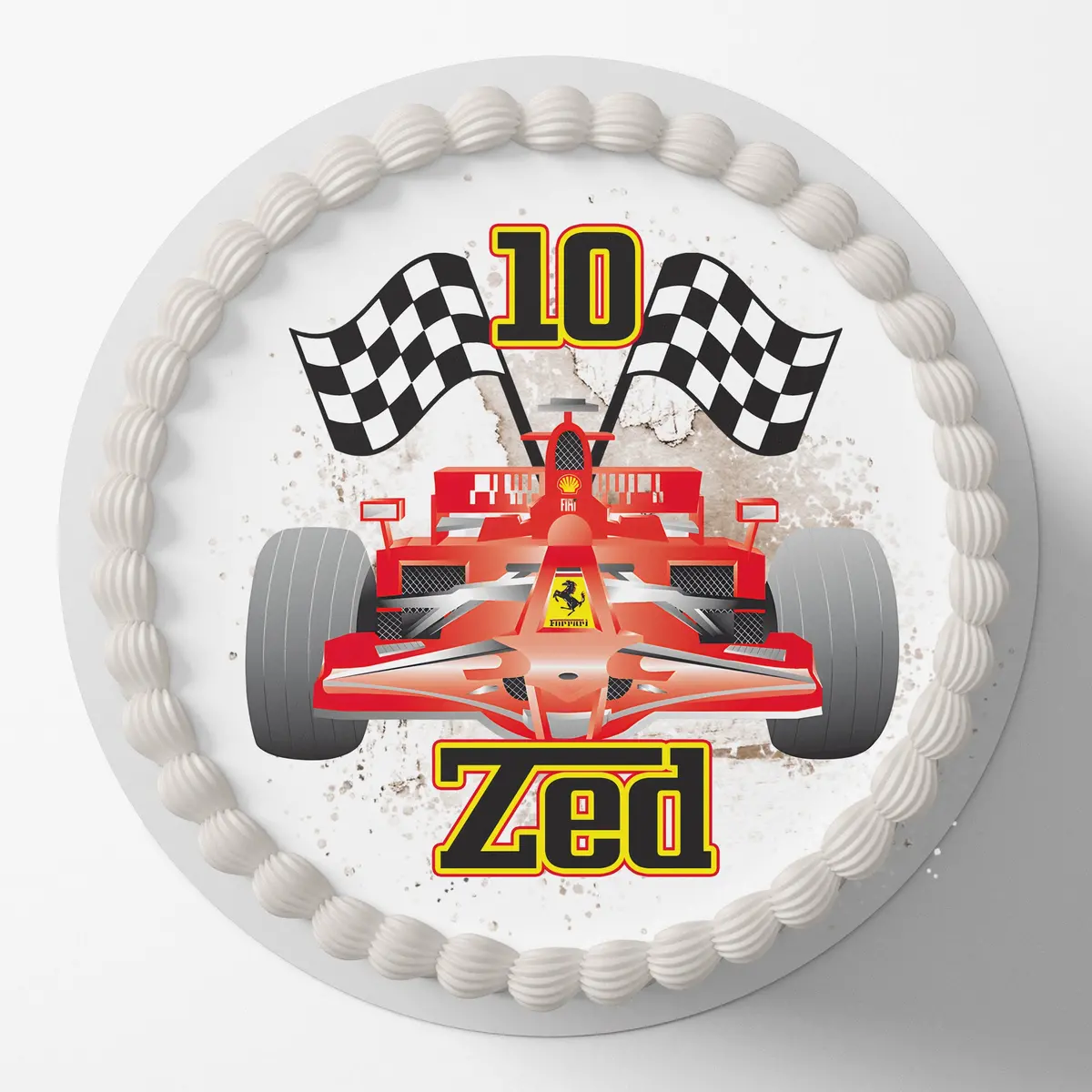 Formula 1 Ferrari Pre-Cut Round Edible Cake Topper 1