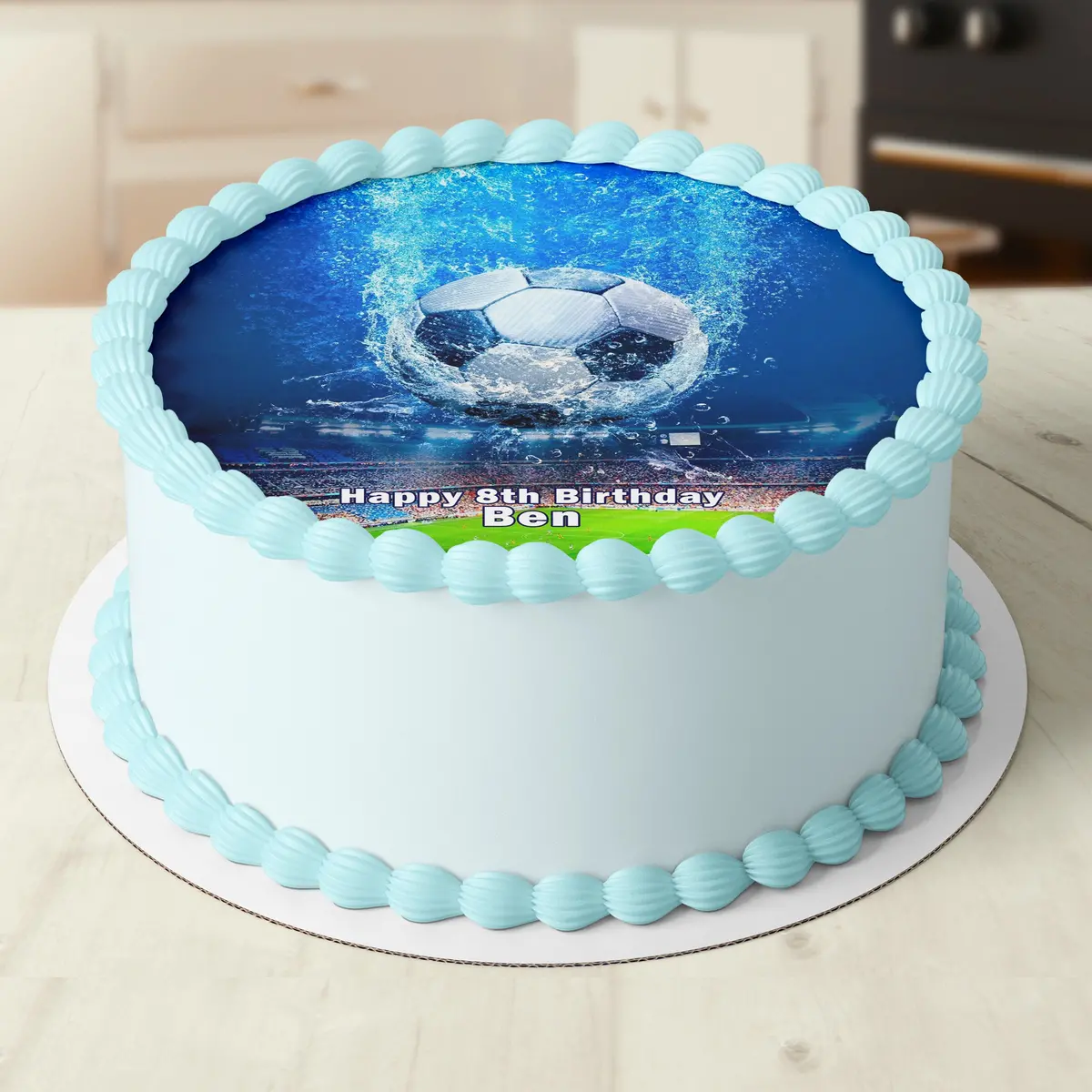 Soccer Themed Pre-Cut Round Edible Cake Topper 1