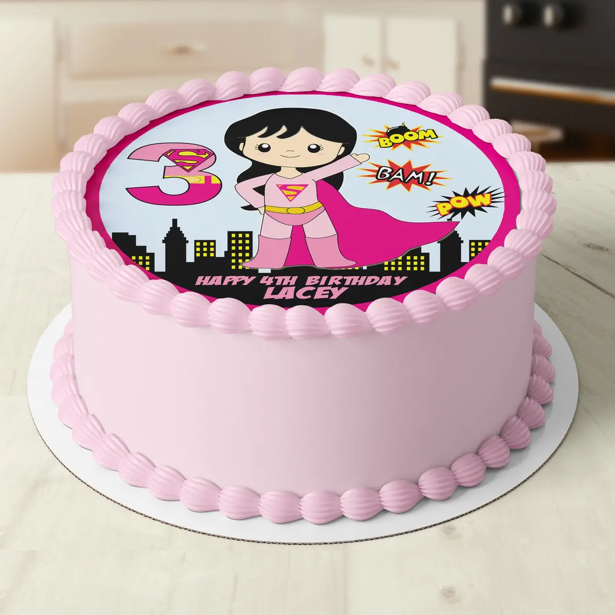 Supergirl Pre-Cut Round Edible Icing Cake Topper 1