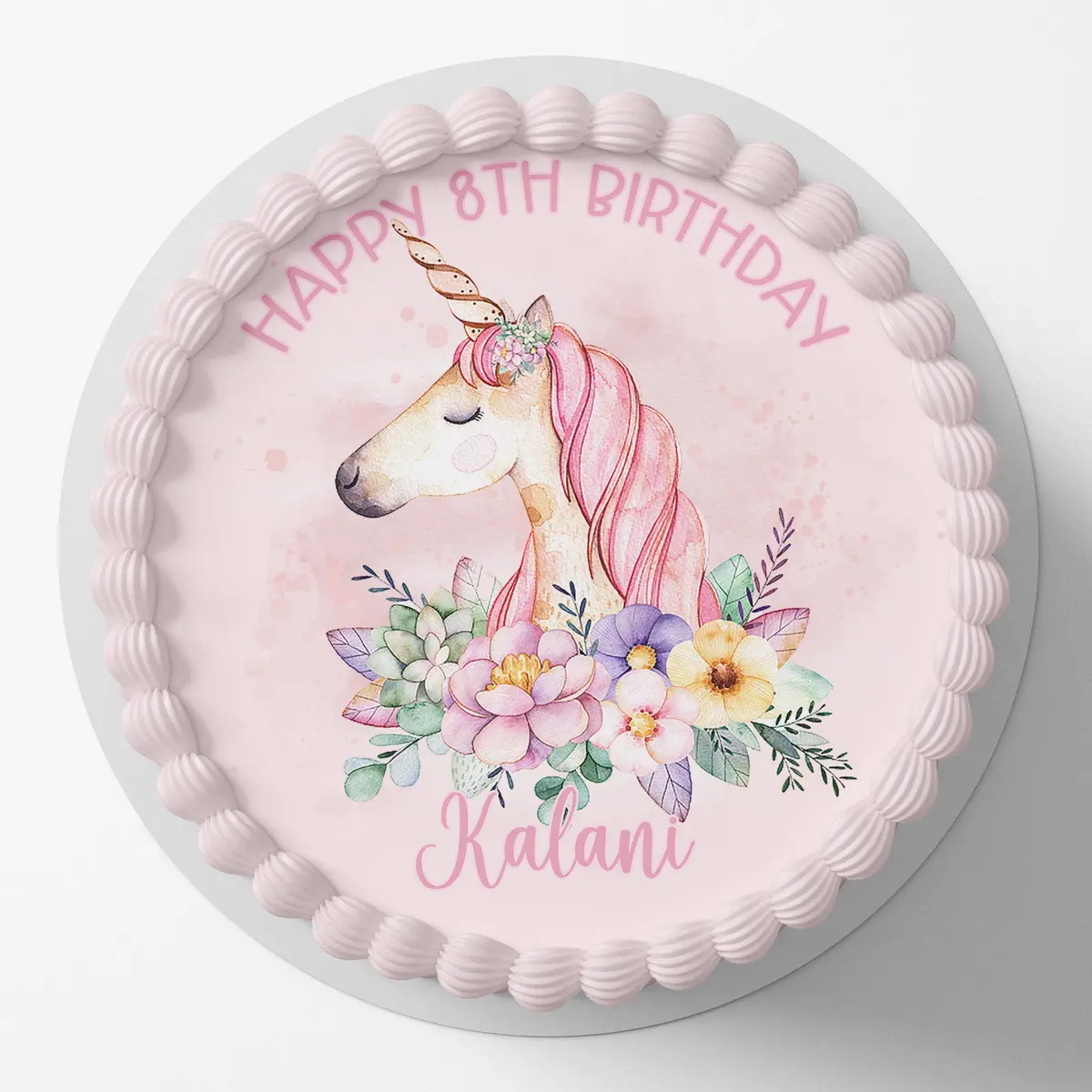 Unicorn Pre-Cut Round Edible Icing Cake Topper 1