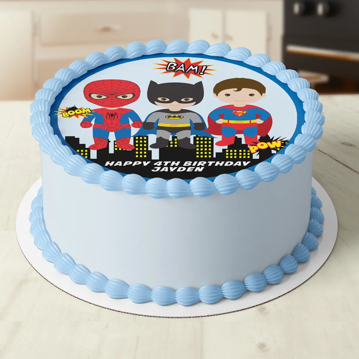 Superhero Boys Pre-Cut Round Edible Cake Topper 1