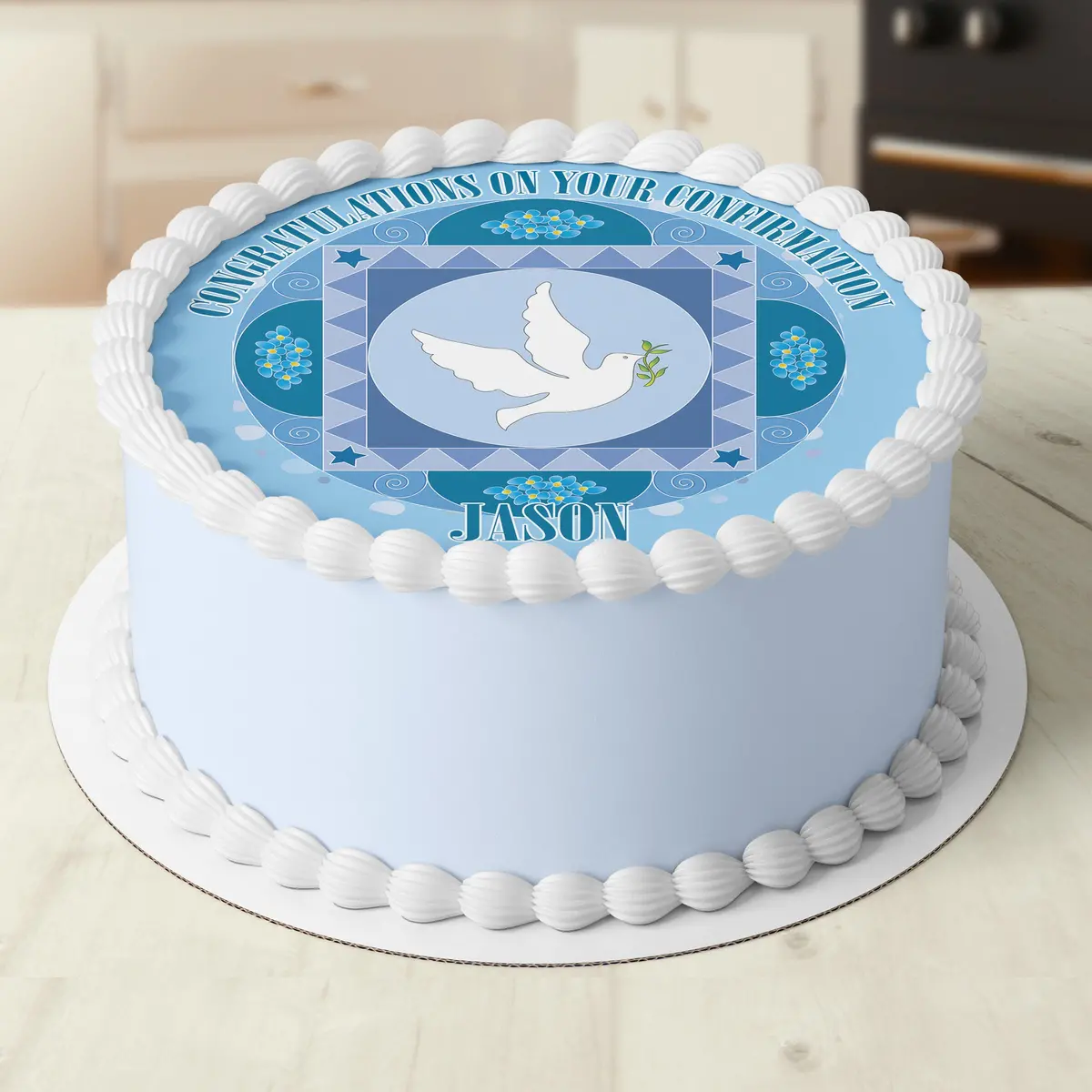 Religious Confirmation Pre-Cut Round Edible Cake Topper 1
