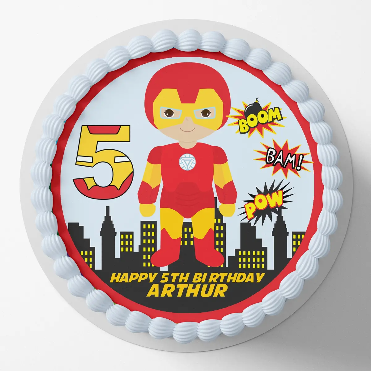Ironman Superhero Pre-Cut Round Edible Cake Topper 1