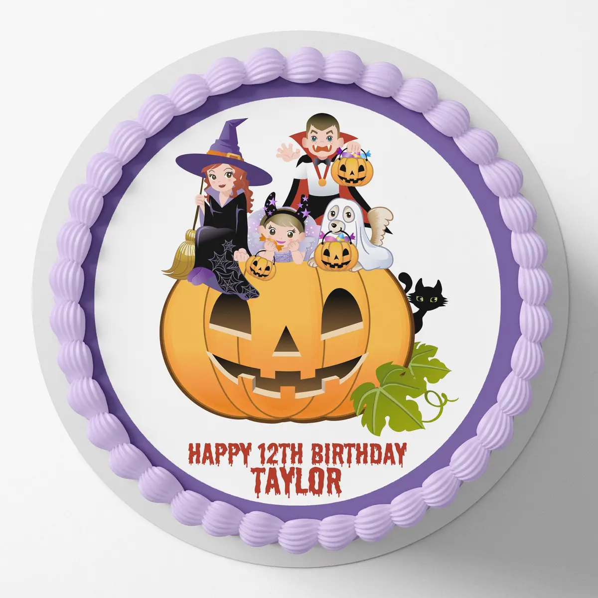 Halloween Themed Pre-Cut Round Edible Cake Topper 1