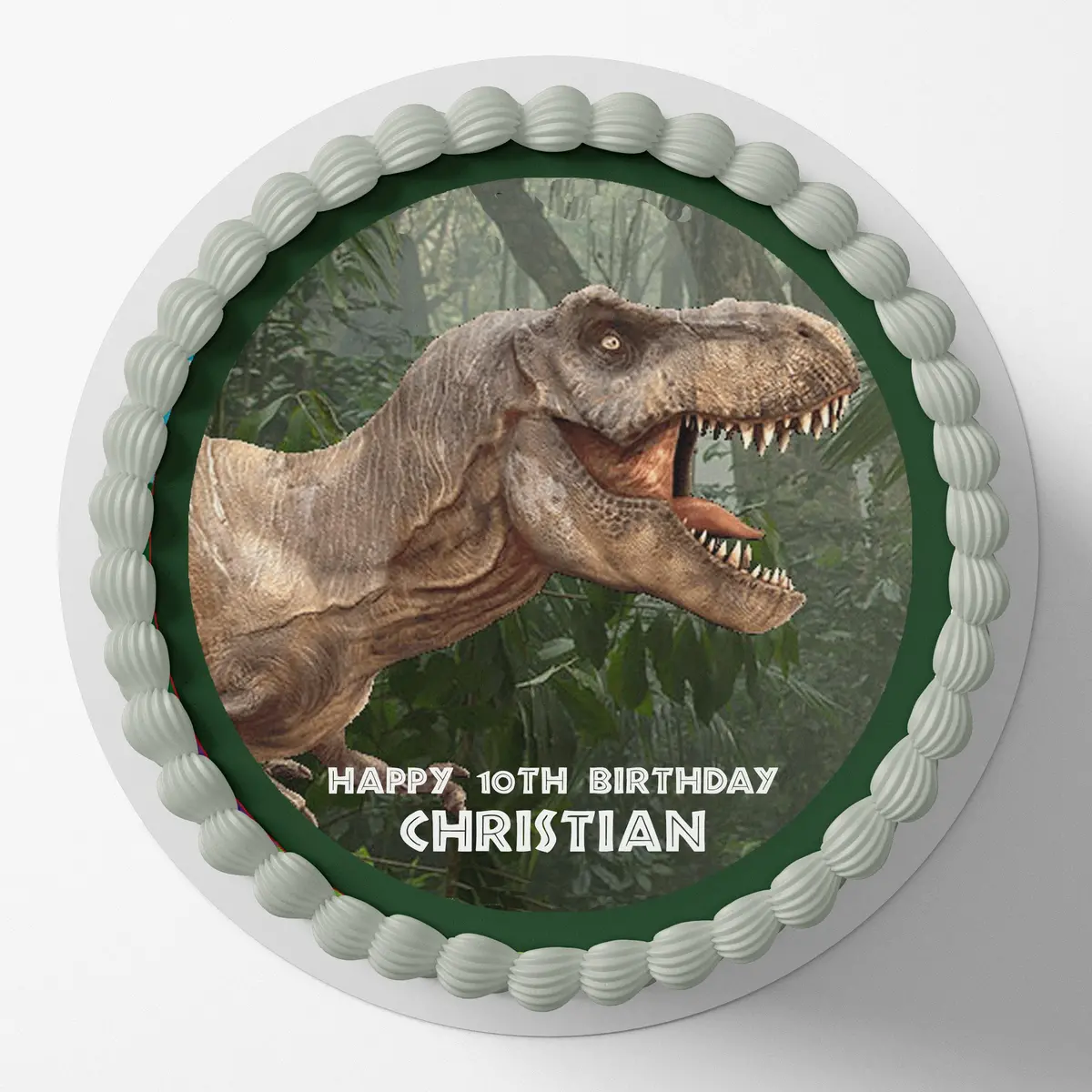 Dinosaur Jurassic Pre-Cut Round Edible Cake Topper 1