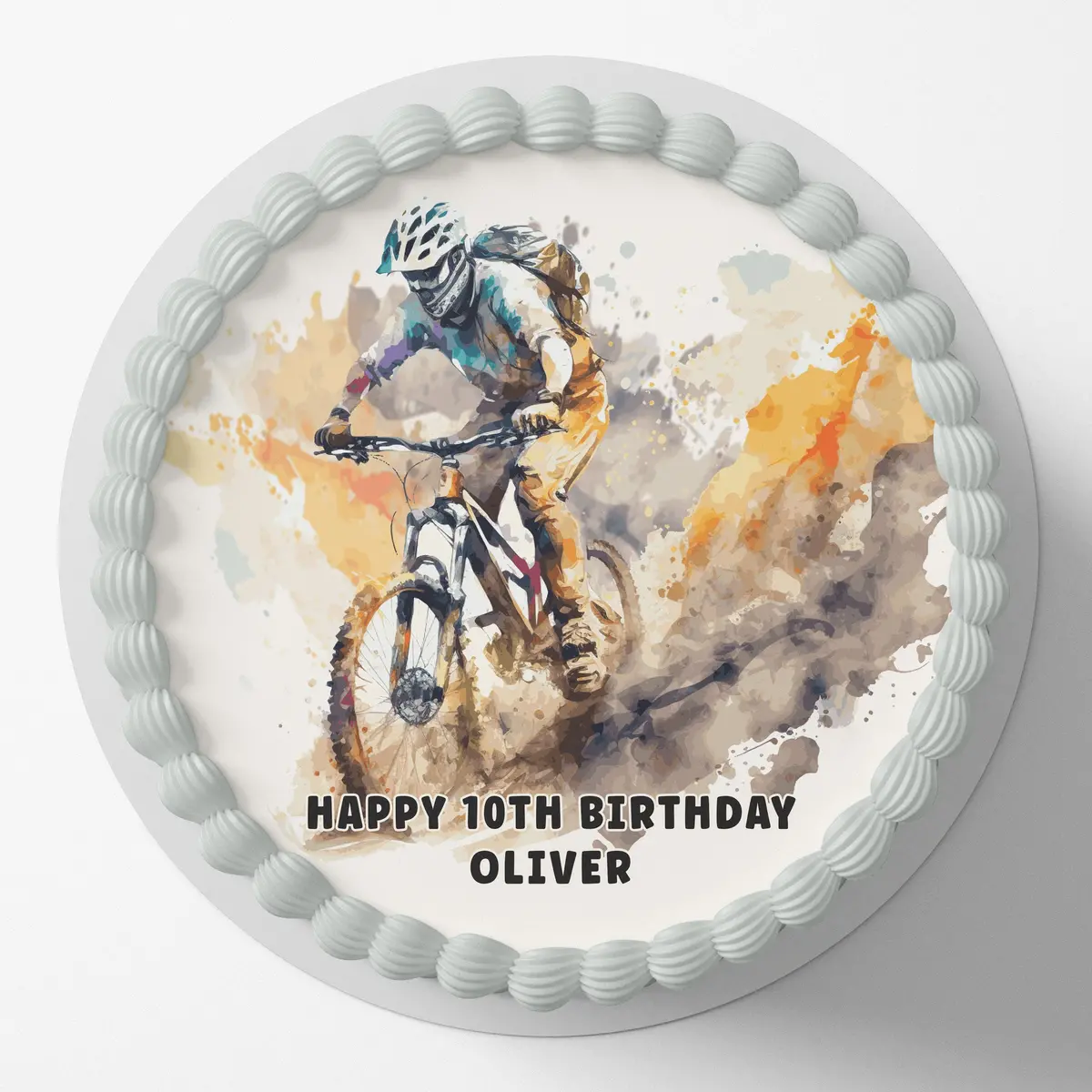 Dirt Bike Pre-Cut Round Edible Cake Topper 1