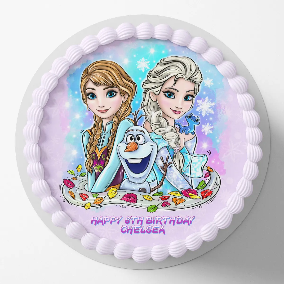 Frozen Anna Elsa Pre-Cut Round Edible Cake Topper 1
