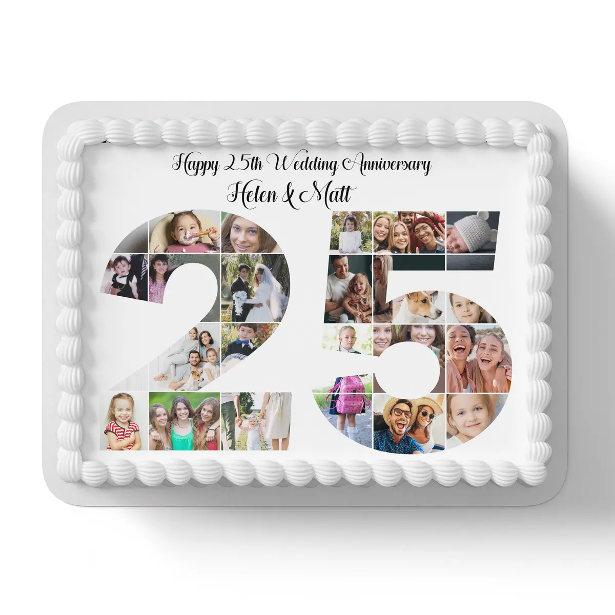 Anniversary Photo Collage Edible Icing Cake Topper 1