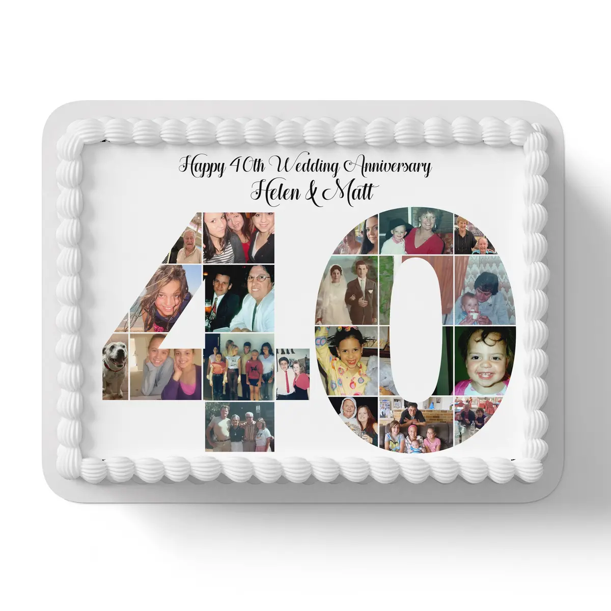 Anniversary Photo Collage Edible Icing Cake Topper 1