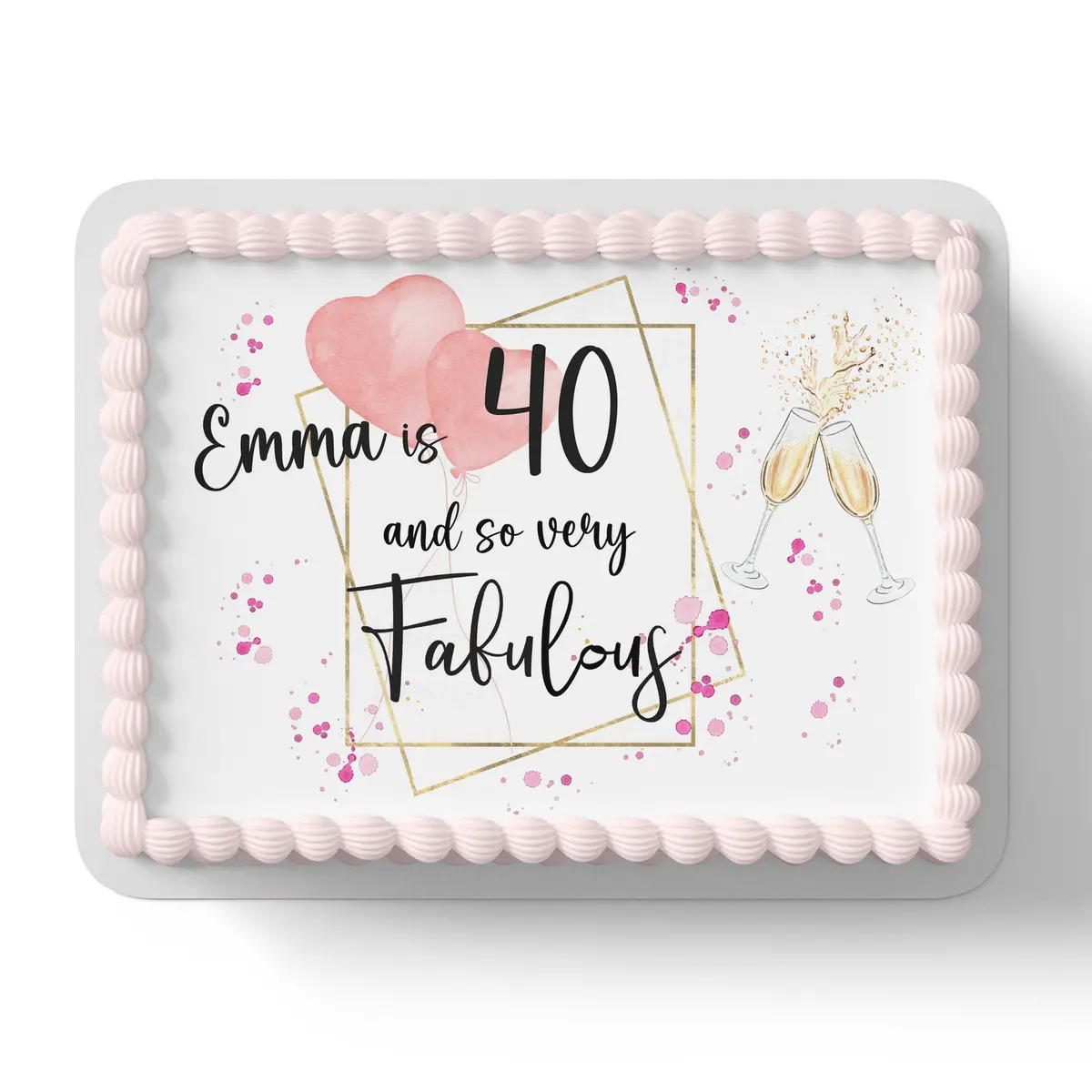 Forty & Fabulous Birthday Edible Icing Cake Topper 1