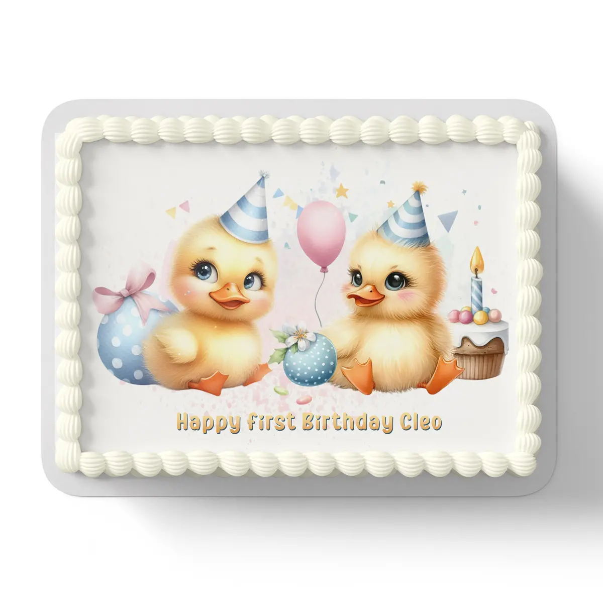 Cute Ducklings Birthday Edible Icing Cake Topper 1