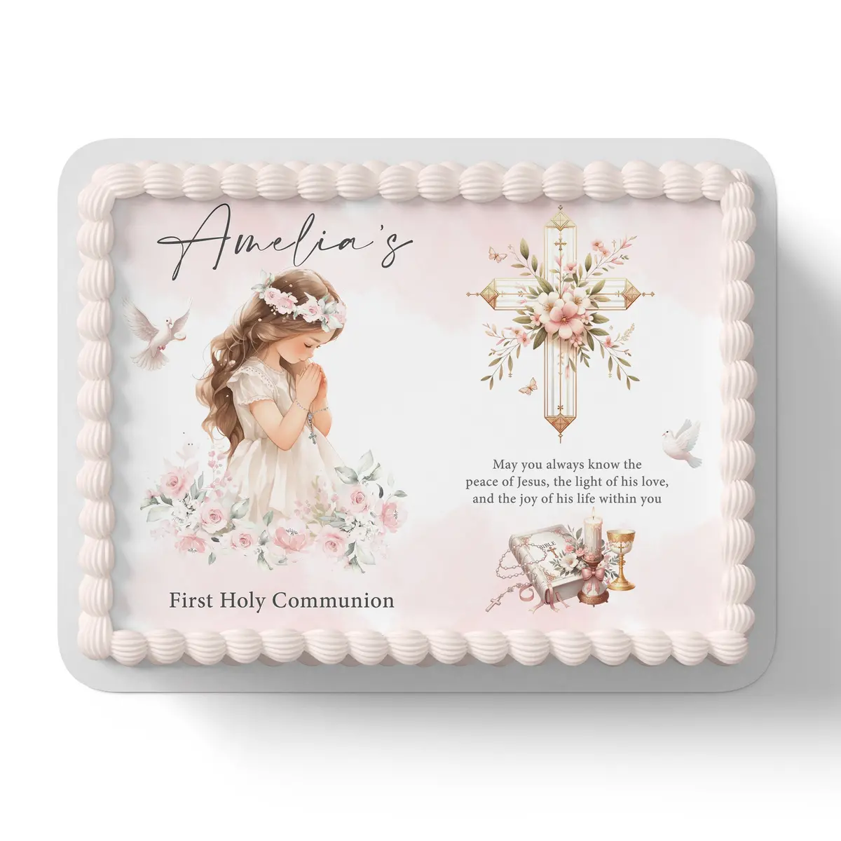 First Holy Communion Edible Icing Cake Topper 1