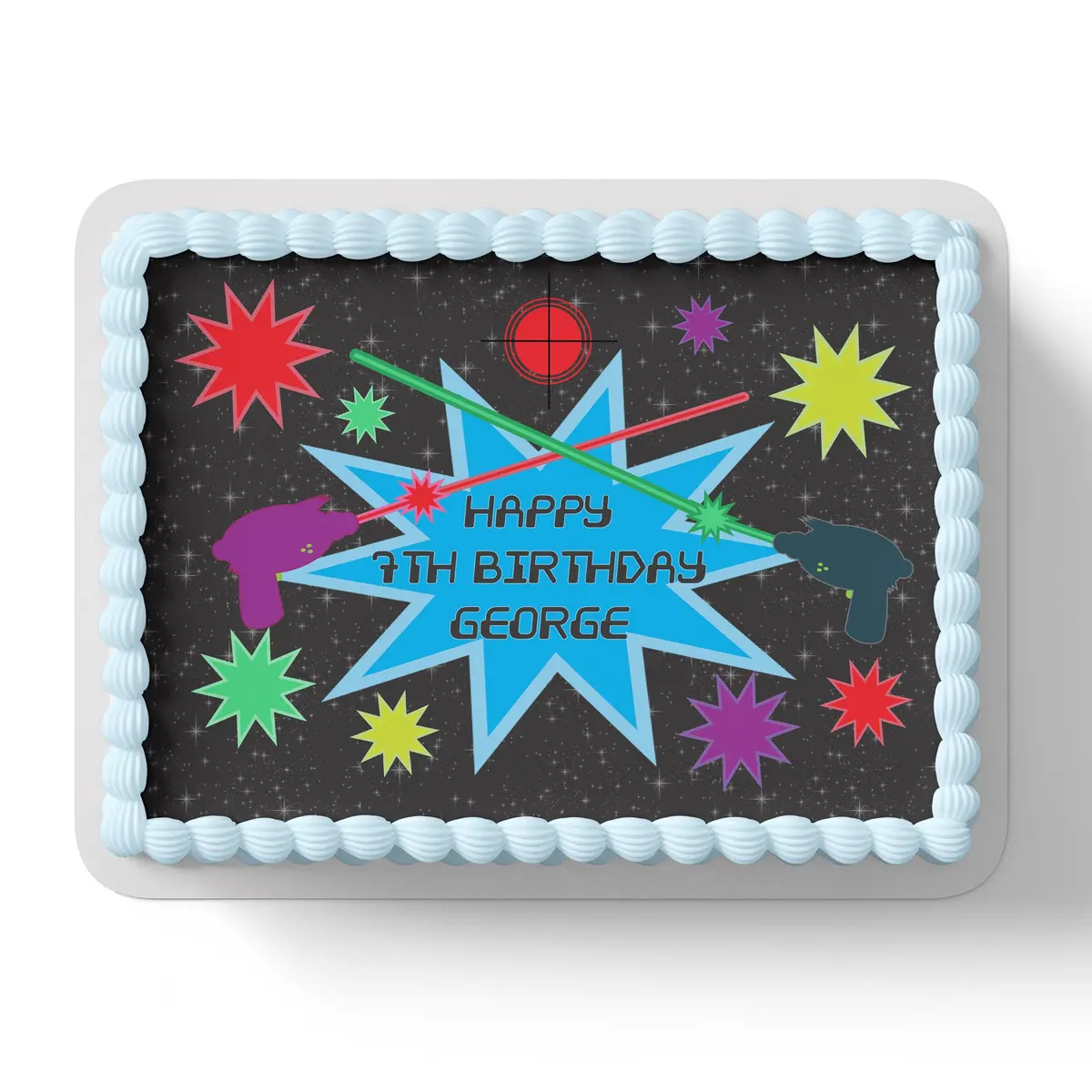 Laser Tag Rectangle Square Edible Icing Cake Topper 1